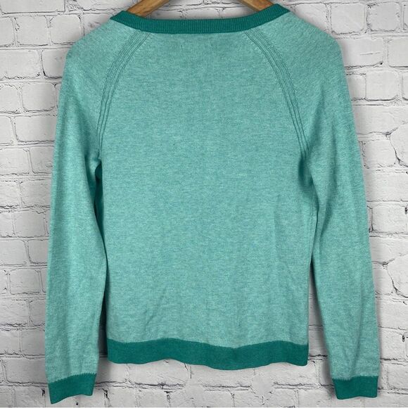 OXFORD GOLF soft cotton v-neck button down teal turquoise cardigan, size S - Picture 3 of 12